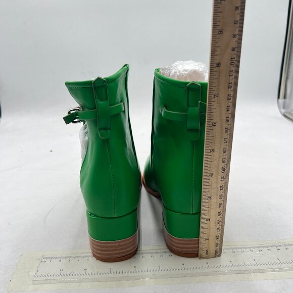 FSJ Lime Green Peep Open Toe Cut Out Buckle Ankle Bootie Block Low Heel Sandals - Picture 5 of 8